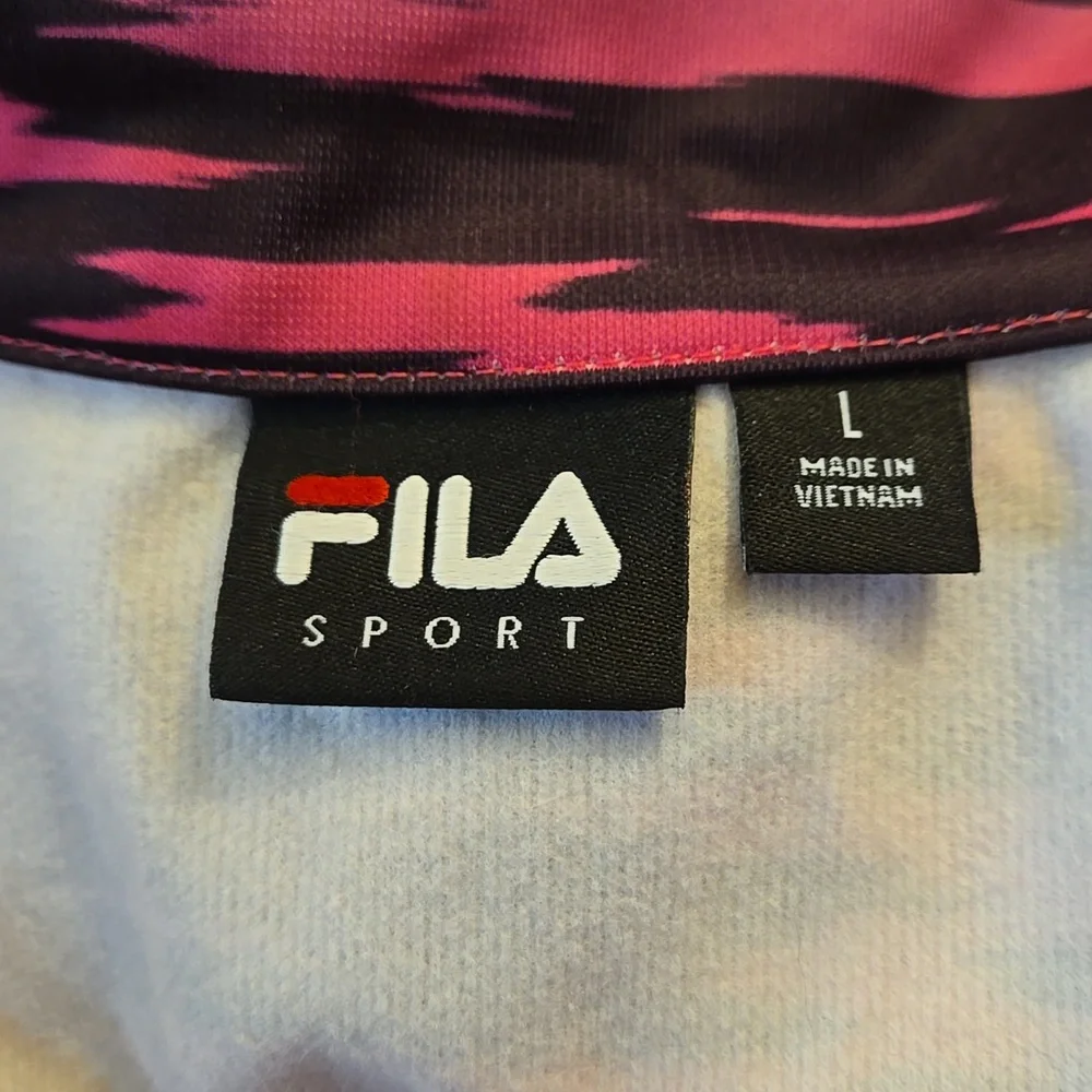 Fila Multicolor Hot Pink Zebra Quarter-Zip Running Pullover - Large
